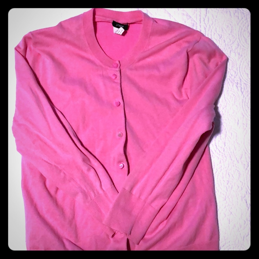 Pink J.Crew Lightweight Cotton Sweater Cardigan